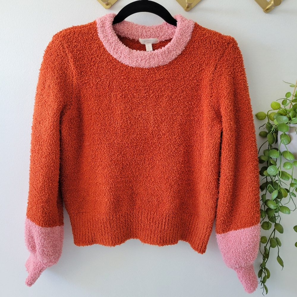 Lauren Conrad orange and pink fluffy sweater - Size S